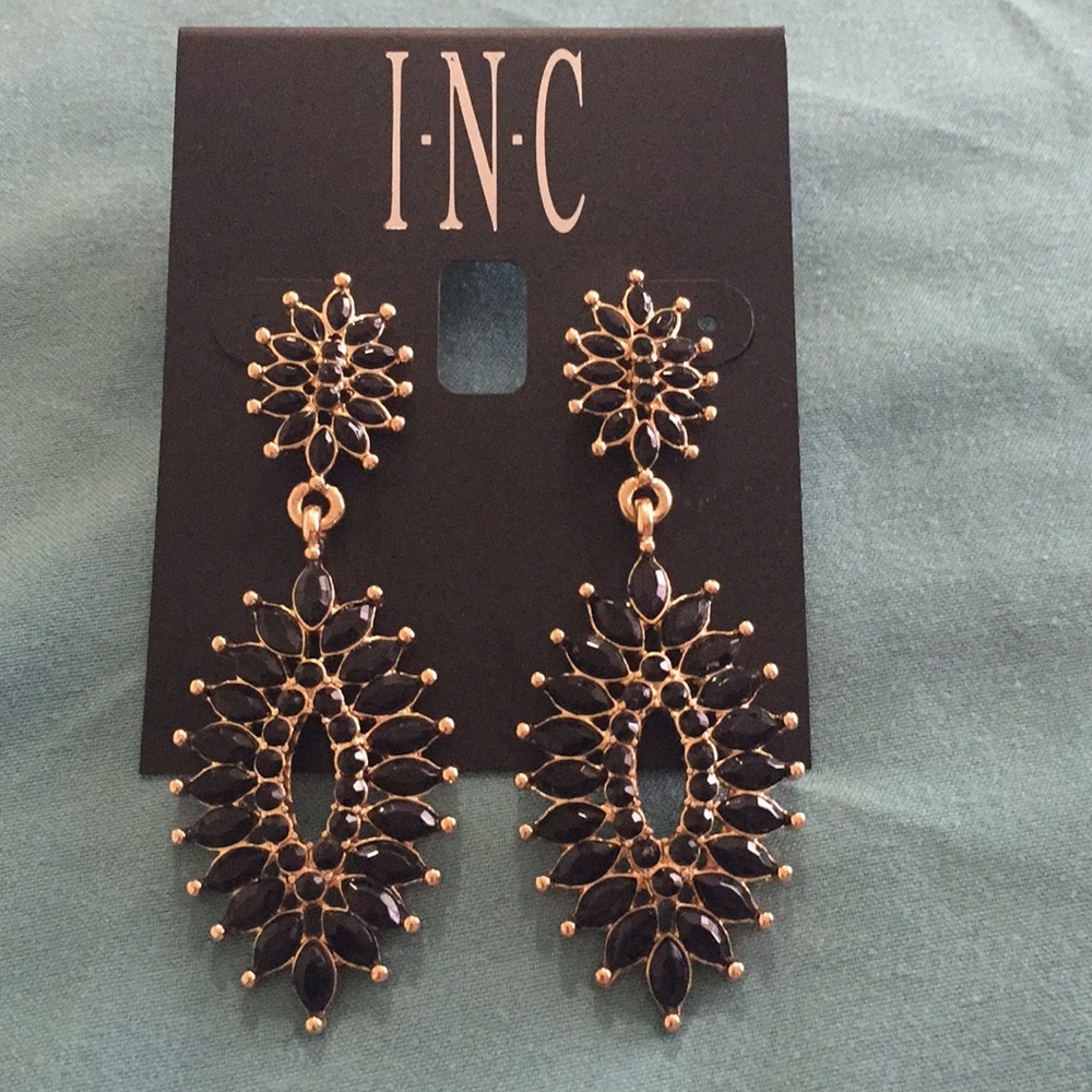 INC black dangling earrings.